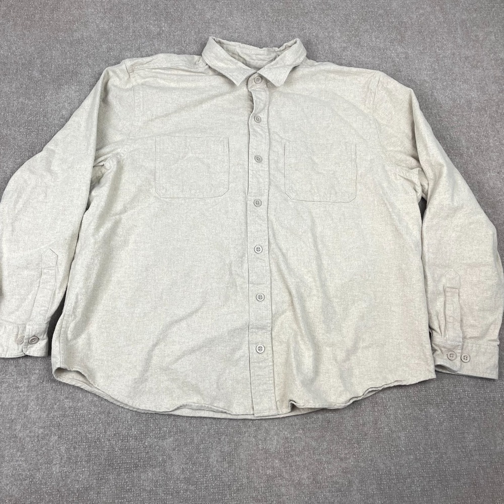 Woolrich Flannel Shirt Mens 2XL Gray Cotton Pleated Button Front Pockets Casual